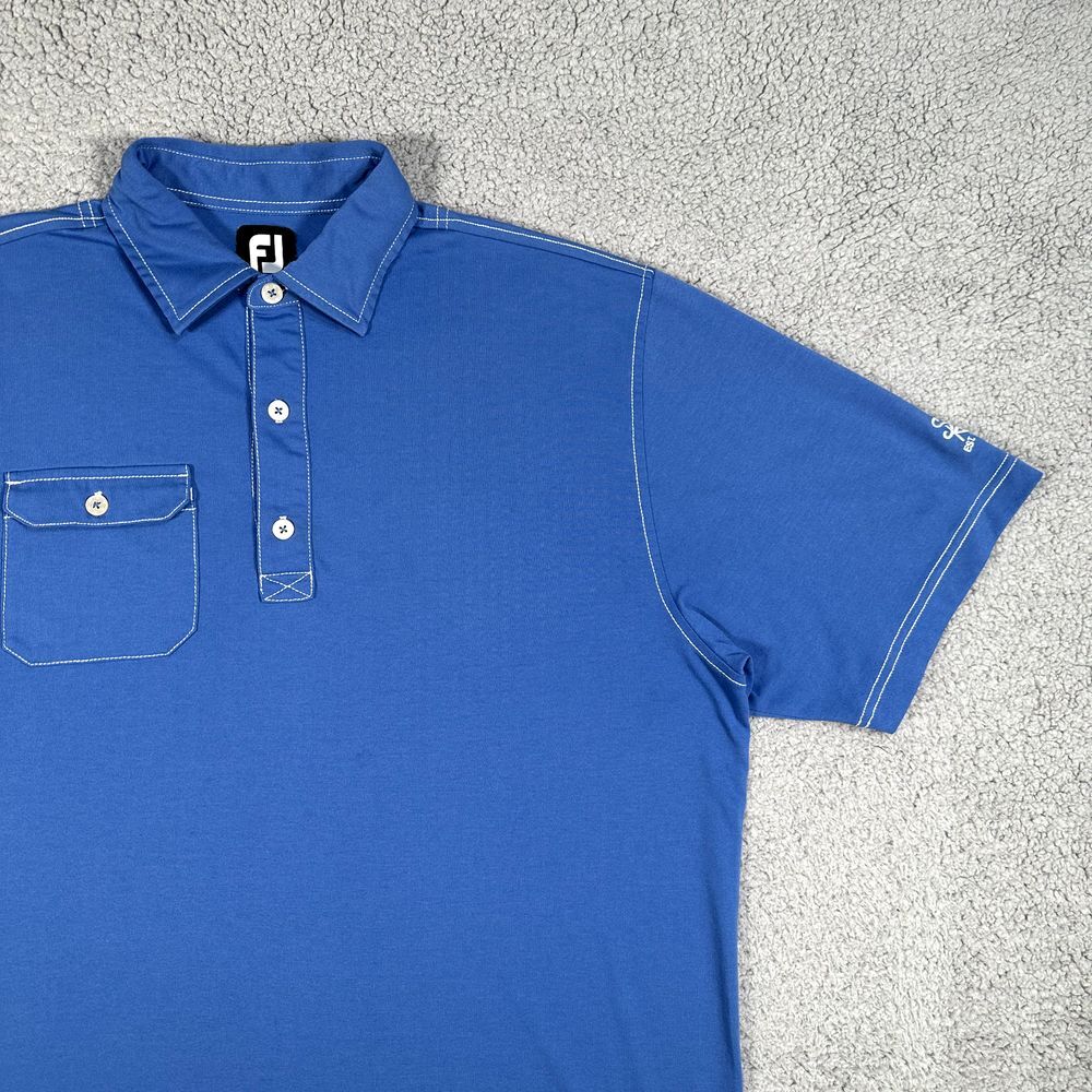FootJoy FJ Polo Shirt Mens‎ Large Blue Golf Casual Preppy Pocket Short Sleeve - Picture 5 of 13